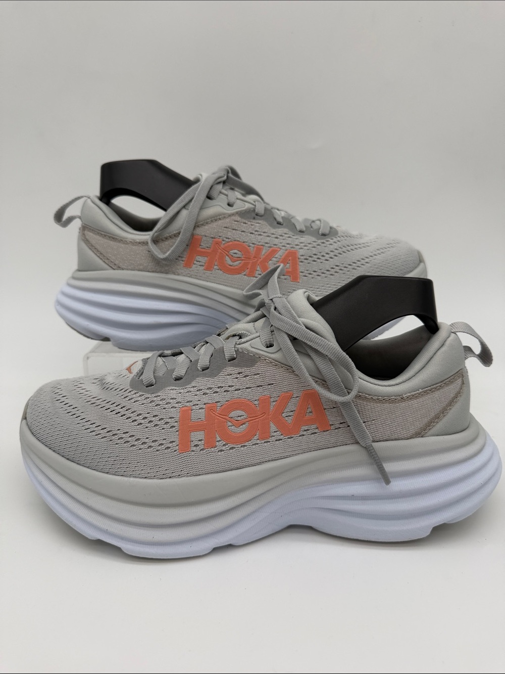 Hoka One One Bondi 8 1127952-HMLR Womens US 6B Running Shoes Gray Mesh Sneakers